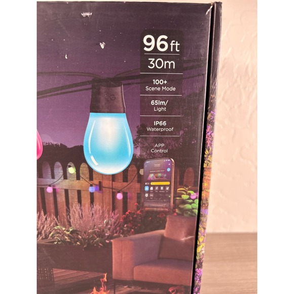 Govee Outdoor S14 Smart LED String Lights 96ft 30m App Control 100 Scene Modes - Picture 2 of 4